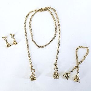 Vintage Emmons 50's Georgian Wax Seal Fob Necklace Lariat Bracelet Earring Set